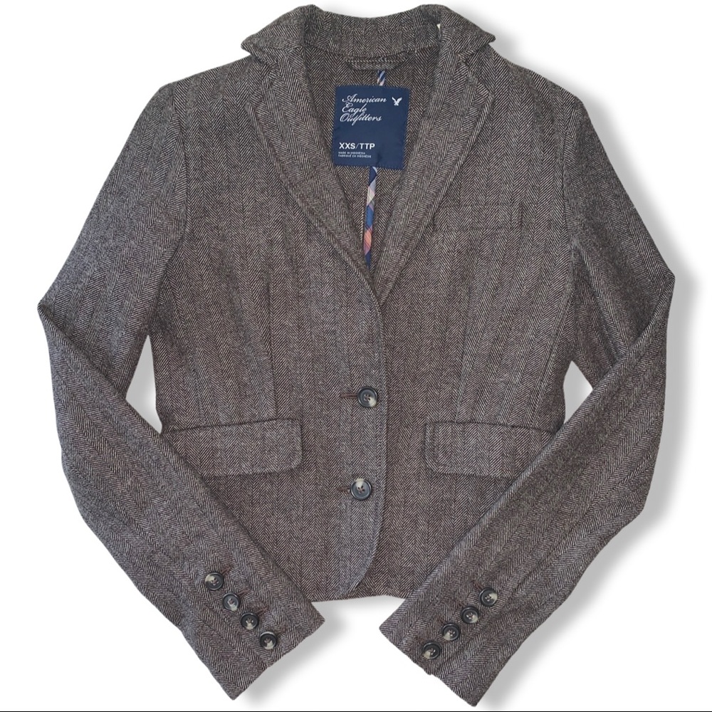 Chevron Polyester Blend Blazer